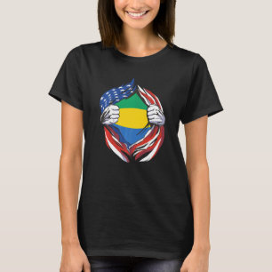 T-shirt Drapeau Gabon Américain Fier de mon héritage gabon
