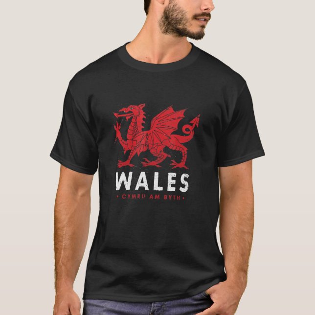 T-shirt Drapeau Gallois Dragon Baner Cymru Am Byth Welshm (Devant)