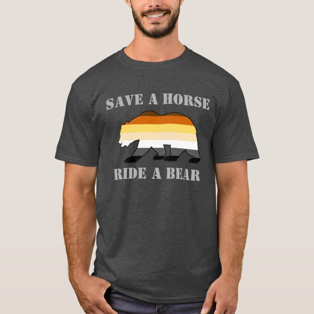 T-shirt Drapeau Gay Bear Pride Enregistrer Un Cheval Ride  (Devant)