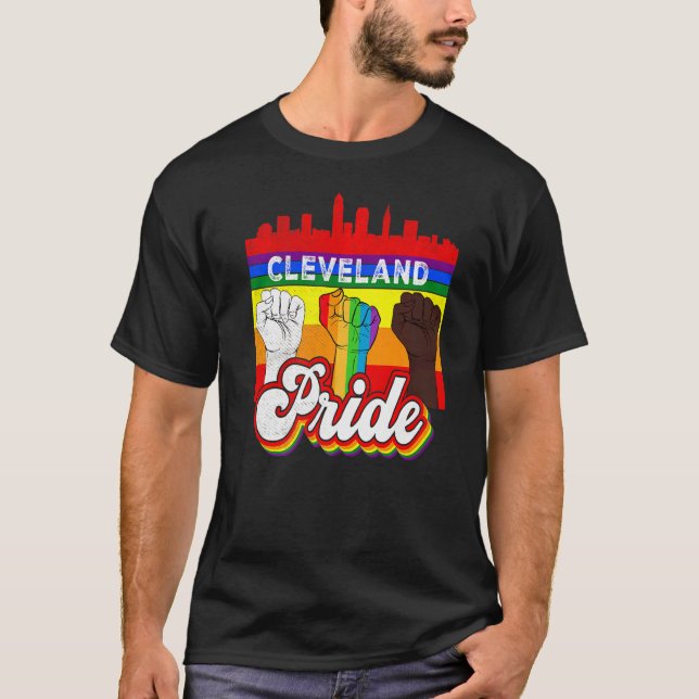 T-shirt Drapeau Gay pride arc-en-ciel Cleveland Pride Lgbt (Devant)