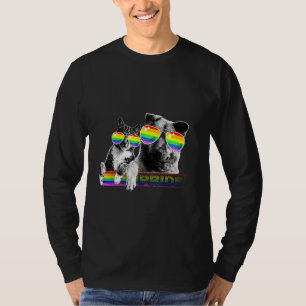 T-shirt Drapeau Gay pride Chien Et Chat Lunettes de soleil