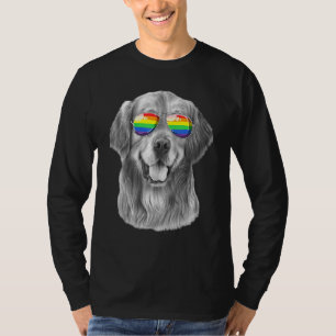 T-shirt Drapeau Gay pride de chien d'or Lunettes de soleil
