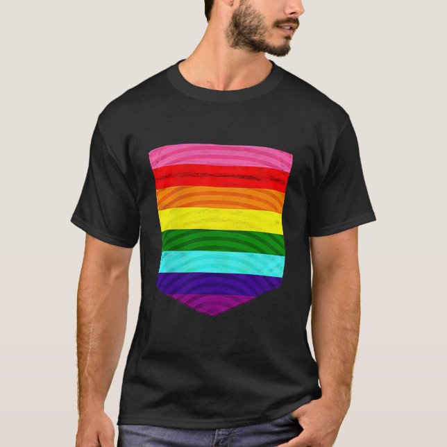 T-shirt Drapeau Gay pride original 8 bandes  (Devant)