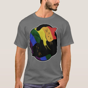 T-shirt Drapeau Gay pride Rainbow Cat Yin Yang LGBT