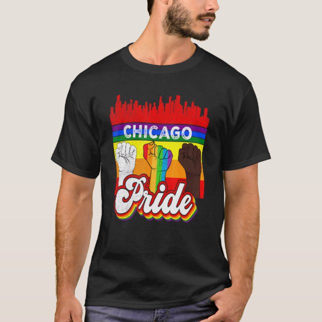 T-shirt Drapeau Gay pride Rainbow de Chicago Pride    Lgbt (Devant)