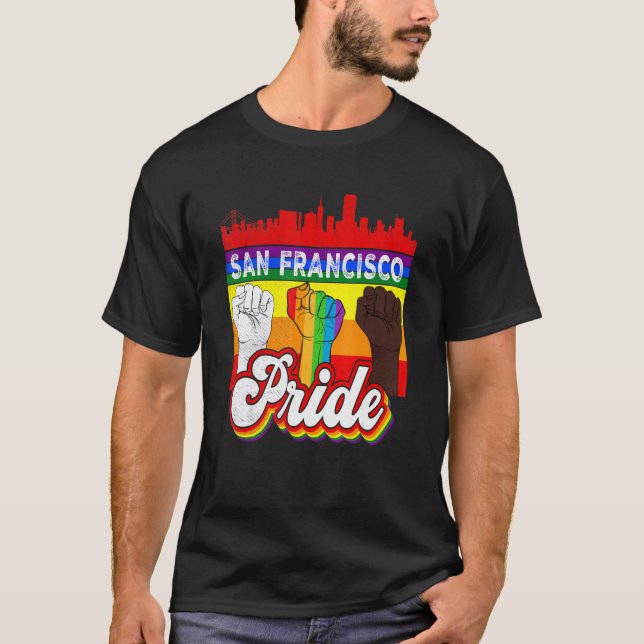 T-shirt Drapeau Gay pride Rainbow de San Francisco Pride L (Devant)