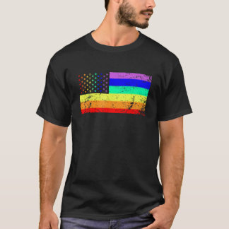 T-shirt Drapeau Gay pride USA Rainbow Stars Line Gay LGBT 