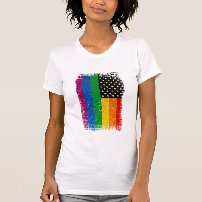T-shirt Drapeau Gaymerican Vintage (Devant)