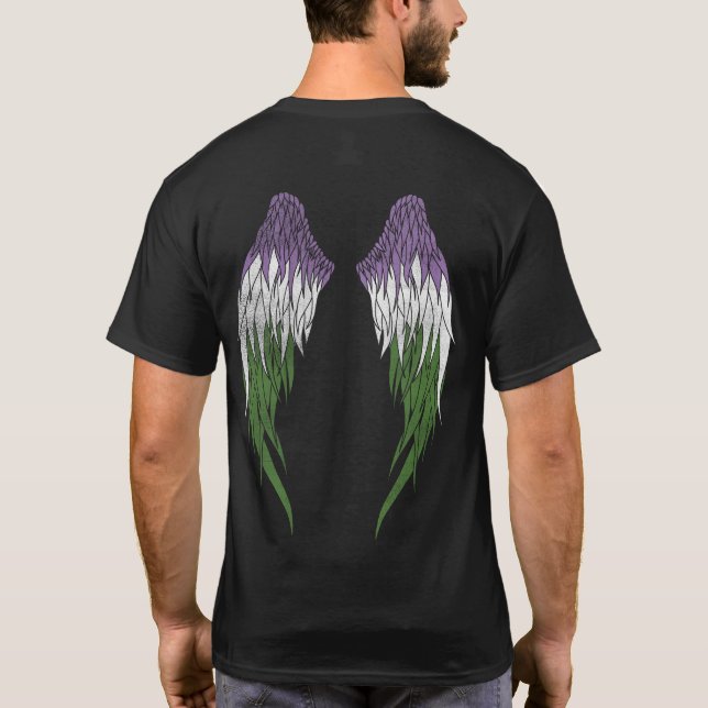 T-shirt Drapeau Genderqueer - Ange (Dos)