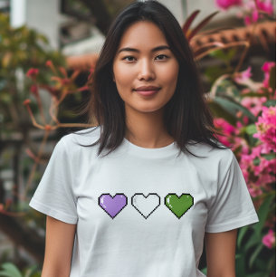 T-shirt Drapeau Genderqueer Coeur Pixel