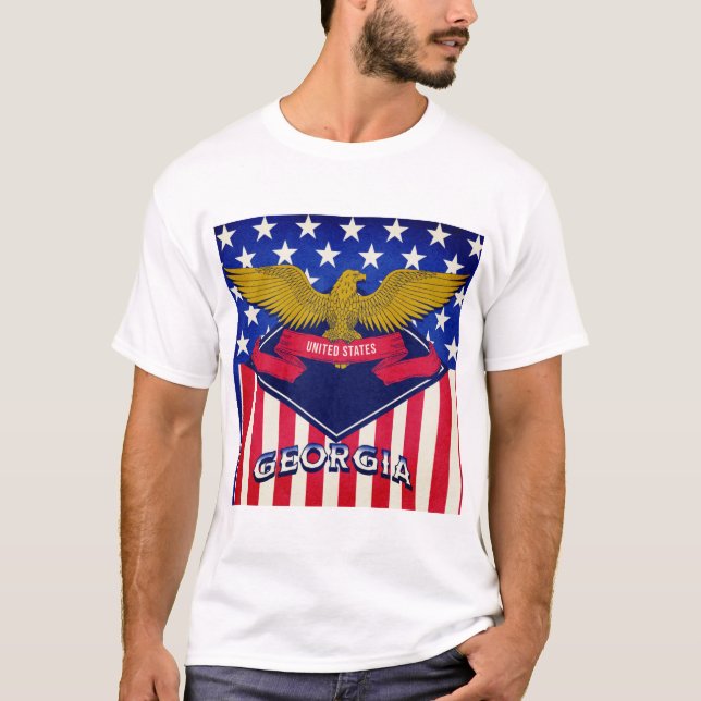 T-shirt Drapeau Géorgie USA (Devant)