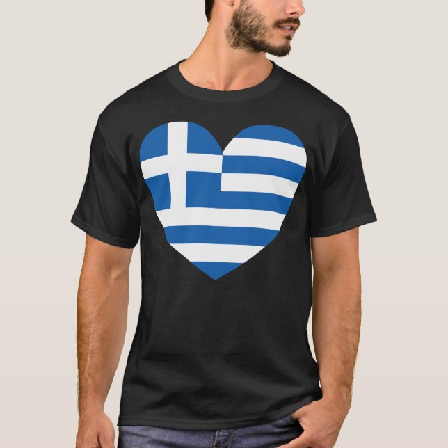 T-shirt Drapeau grec de fierté amour cœur (Devant)