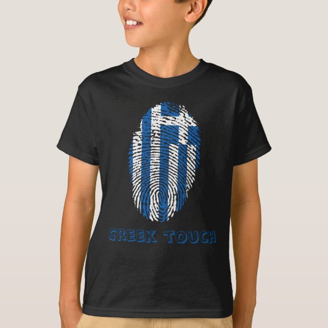 T-shirt Drapeau grec d'empreinte digitale de contact (Devant)