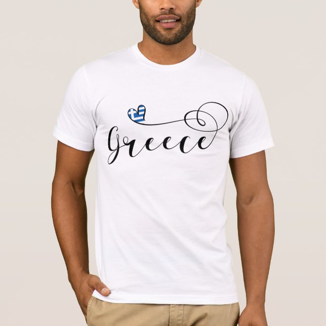 T-shirt Drapeau Grec En Coeur, Grèce (Devant)