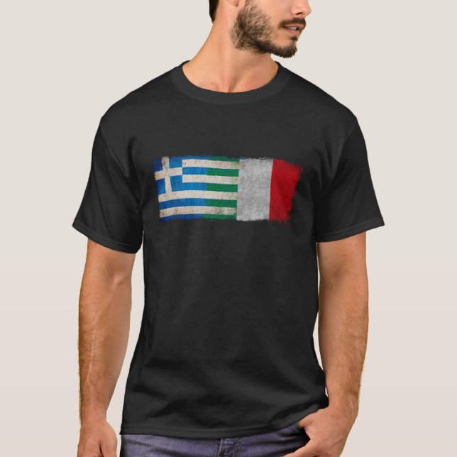T-shirt Drapeau grec italien cadeau Grèce Italie Pride Her (Devant)