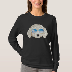 T-shirt Drapeau Grec Poodle Blanc Grèce Chien Poche