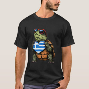 T-shirt Drapeau Grèce Tortue Hellénique Fierté Grecque Cœu