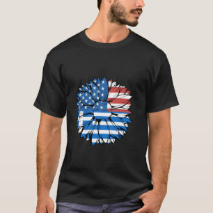 T-shirt Drapeau Grèce Tournesol USA Amérique Hellènes Grec