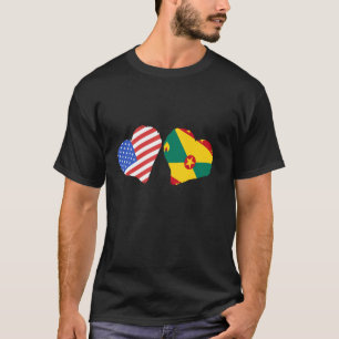 T-shirt Drapeau Grenade USA Cœur Fierté Grenadienne Grenad