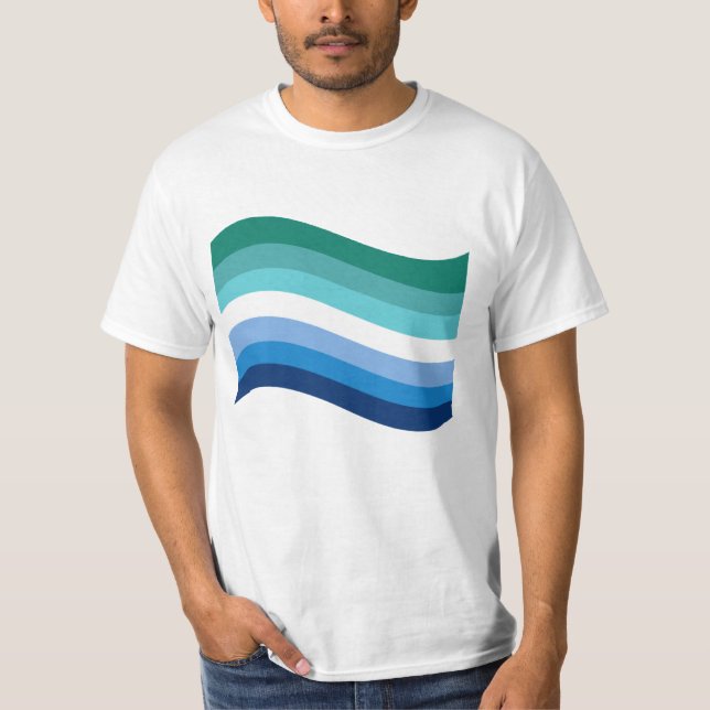 T-shirt Drapeau gris mâle Azure Wavy (Devant)
