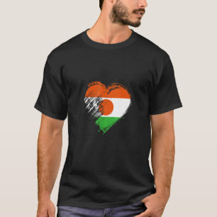 T-shirt Drapeau grunge cœur j'aime Niger