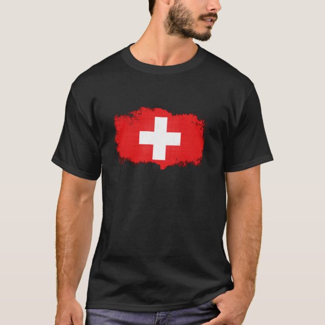 T-shirt Drapeau grunge de la Suisse (Devant)