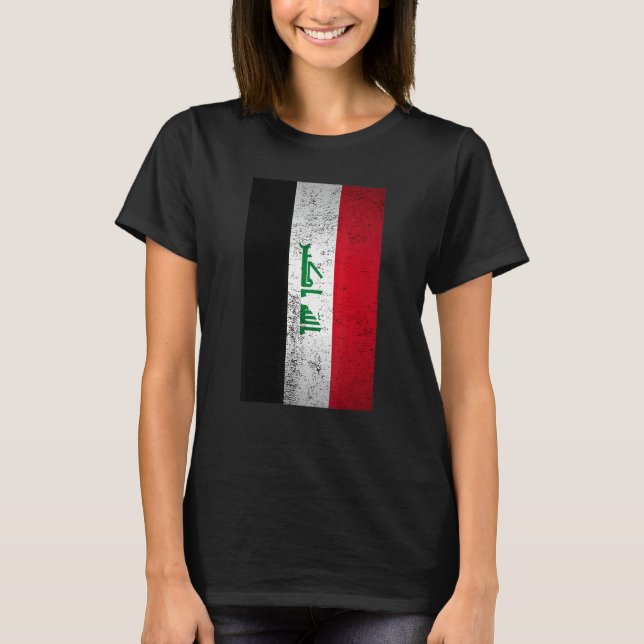 T-shirt Drapeau Grunge Irak Rétro Moyen-Orient Arabe Kurde (Devant)