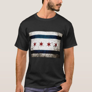 T-shirt Drapeau grunge noir de Chicago