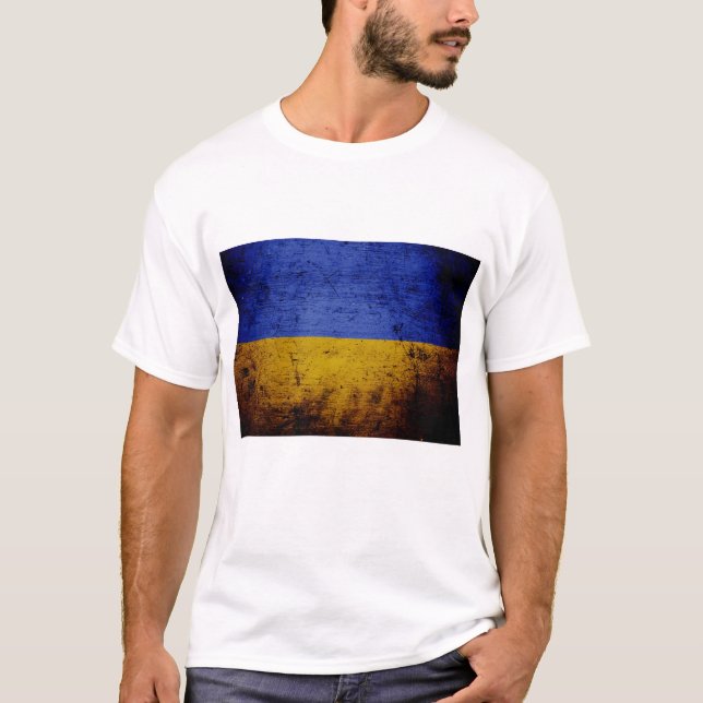 T-shirt Drapeau grunge noir de l'Ukraine (Devant)
