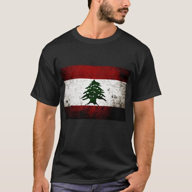 T-shirt Drapeau grunge noir du Liban (Devant)