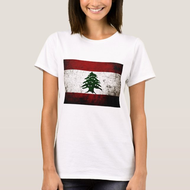 T-shirt Drapeau grunge noir du Liban (Devant)