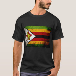 T-shirt Drapeau grunge noir du Zimbabwe