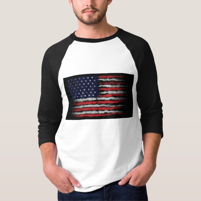T-shirt Drapeau Grunge U.S.A (Devant)