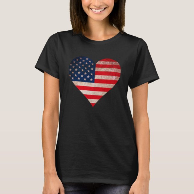 T-shirt Drapeau Grunt USA Coeur Patriotique American Drape (Devant)