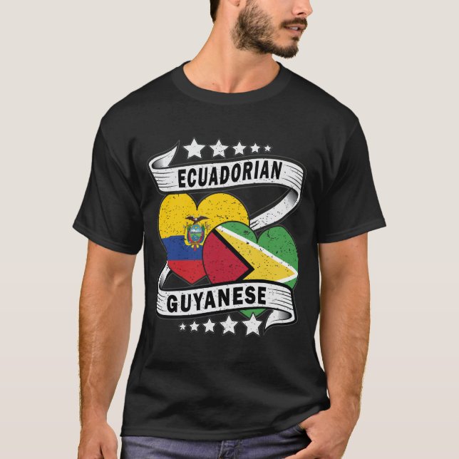 T-shirt Drapeau Guyanais Et Équatorien (Devant)
