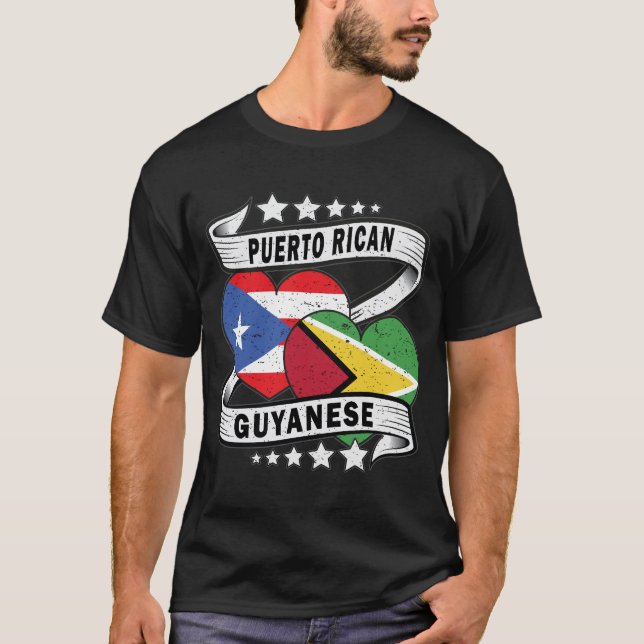T-shirt Drapeau Guyanais Et Portoricain (Devant)
