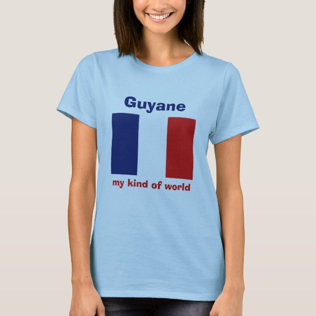 T-Shirt Drapeau Guyane + Carte + Texte (Devant)