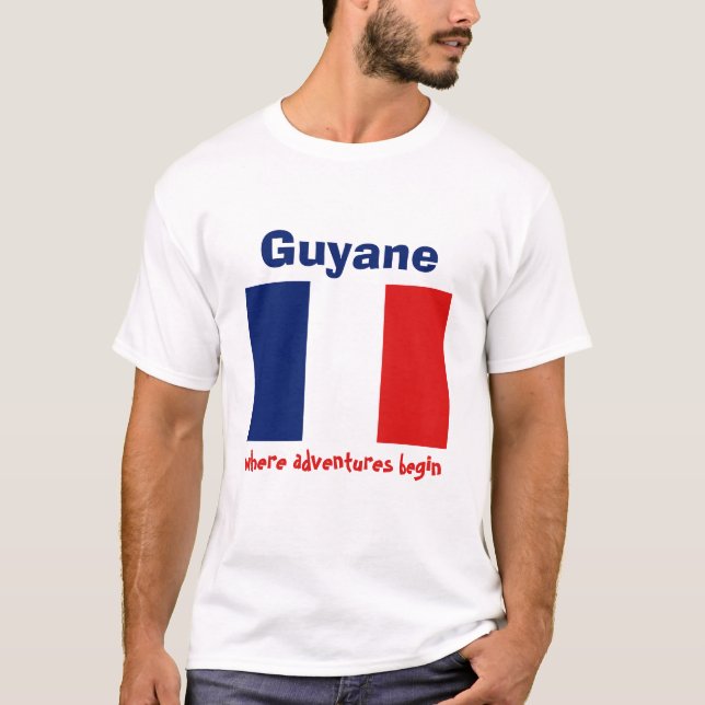 T-Shirt Drapeau Guyane + Carte + Texte (Devant)
