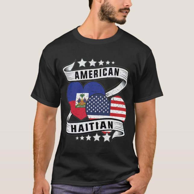 T-shirt Drapeau haïtien américain (Devant)