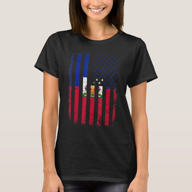T-shirt Drapeau haïtien Américain Racines haïtiennes Haïti (Devant)