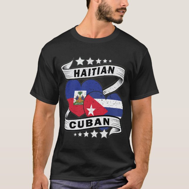 T-shirt Drapeau Haïtien Et Cubain (Devant)