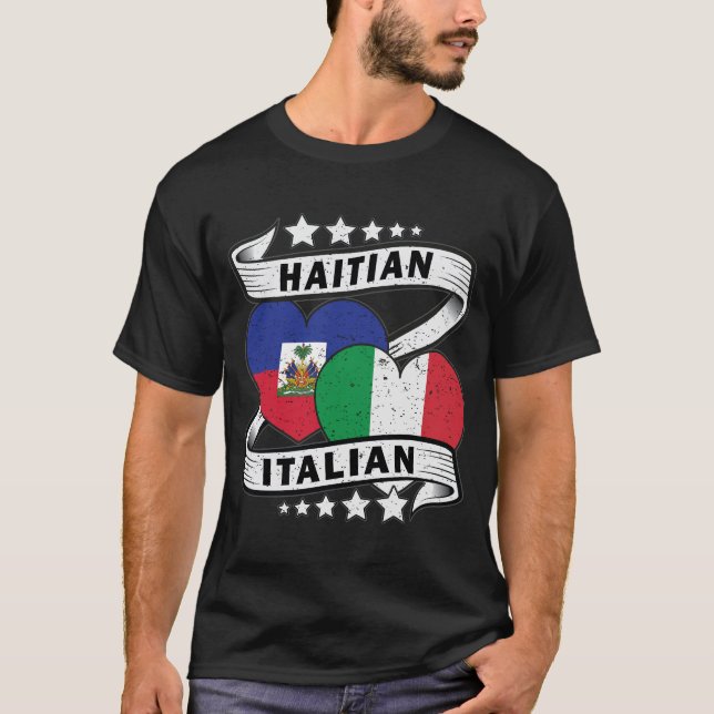 T-shirt Drapeau Haïtien Et Italien (Devant)