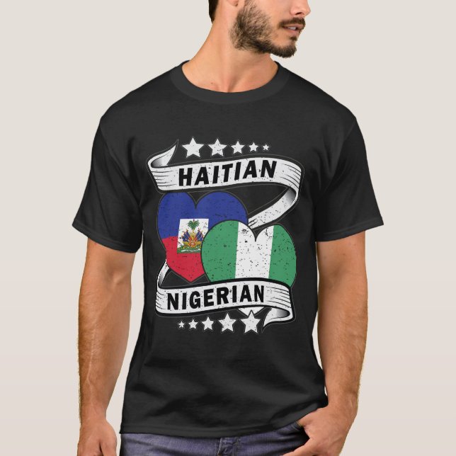 T-shirt Drapeau Haïtien Et Nigérian (Devant)