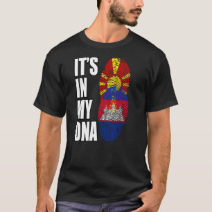 T-shirt Drapeau Héritage De L'ADN Mélangé Cambodgien Et Ma