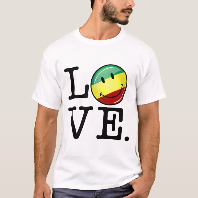 T-shirt Drapeau heureux de Rasta d'amour de Rastafarian (Devant)