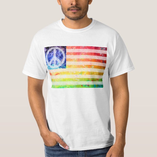 T-shirt Drapeau hippie de phénomène de paix (Devant)