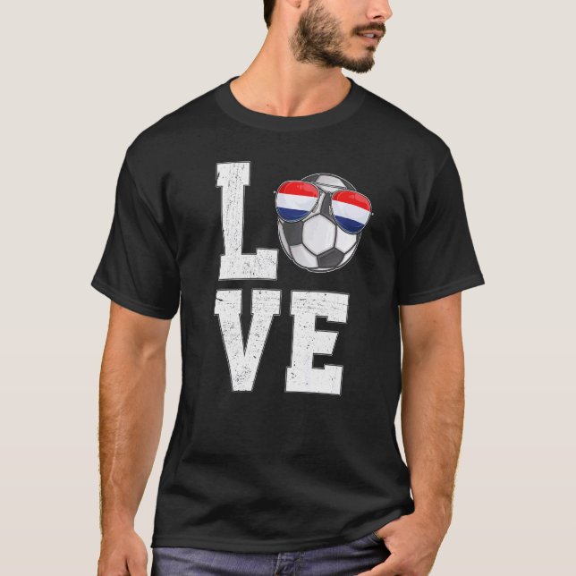 T-shirt Drapeau hollandais Pays-Bas Soccer Love (Devant)