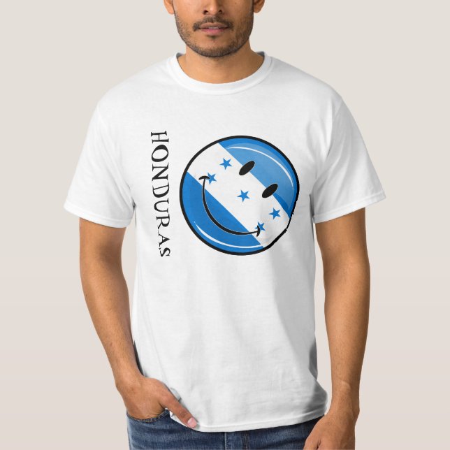 T-shirt Drapeau hondurien de sourire de rond brillant (Devant)