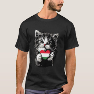 T-shirt Drapeau hongrois Chat mignon Cœur Fierté hongroise