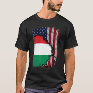 T-shirt Drapeau hongrois demi-américain Drapeau patriotiqu